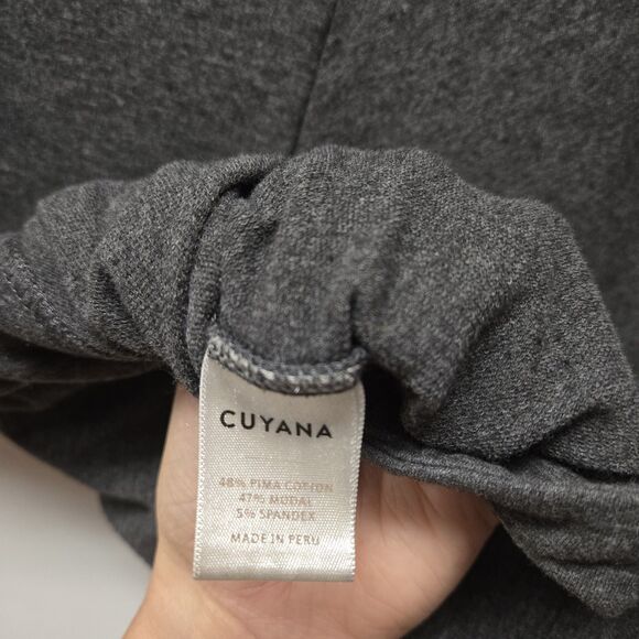 CUYANA Long Sleeve Textured Pleated Back Top Gray Pocket Women’s Size Medium - Picture 5 of 7
